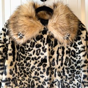 Boston Proper Leopard Print Faux Fur Coat